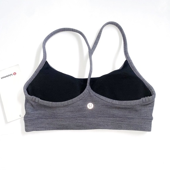 Lululemon Flow Y nulu sports bra Mini Heathered Herringbone Black white gray - Picture 2 of 8
